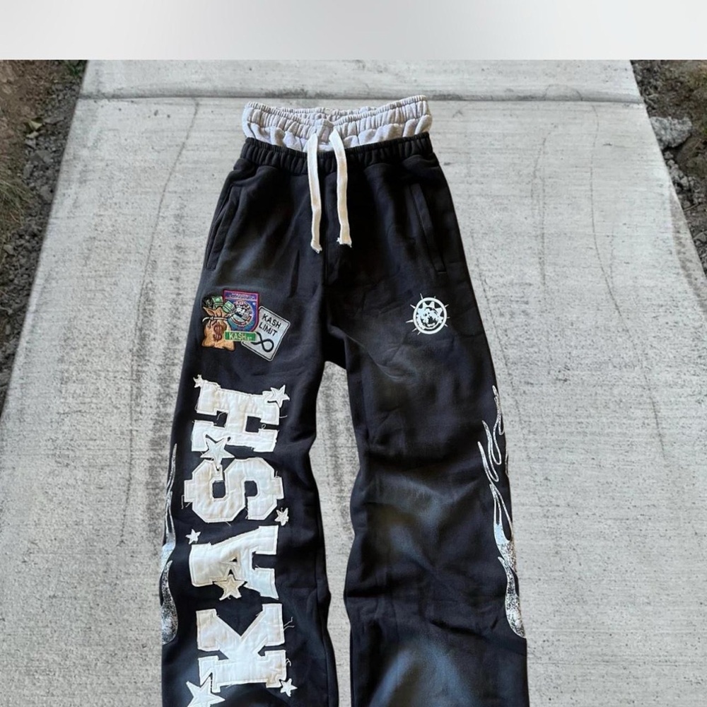 Ash Black Joggers with Graphic Patches